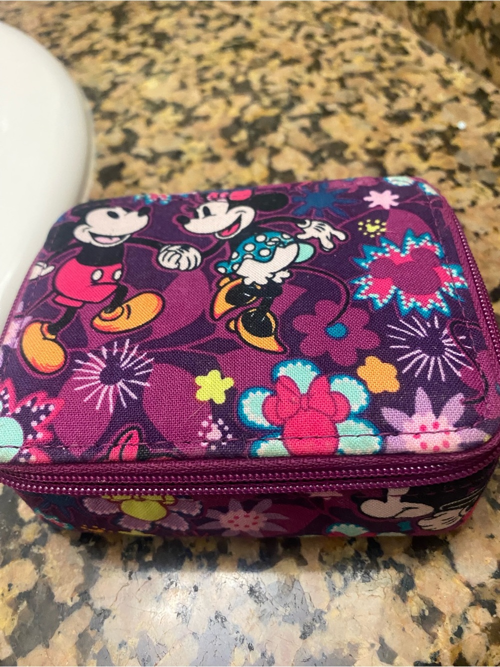 Vera Bradley Purple Minnie & Mickey medication case
